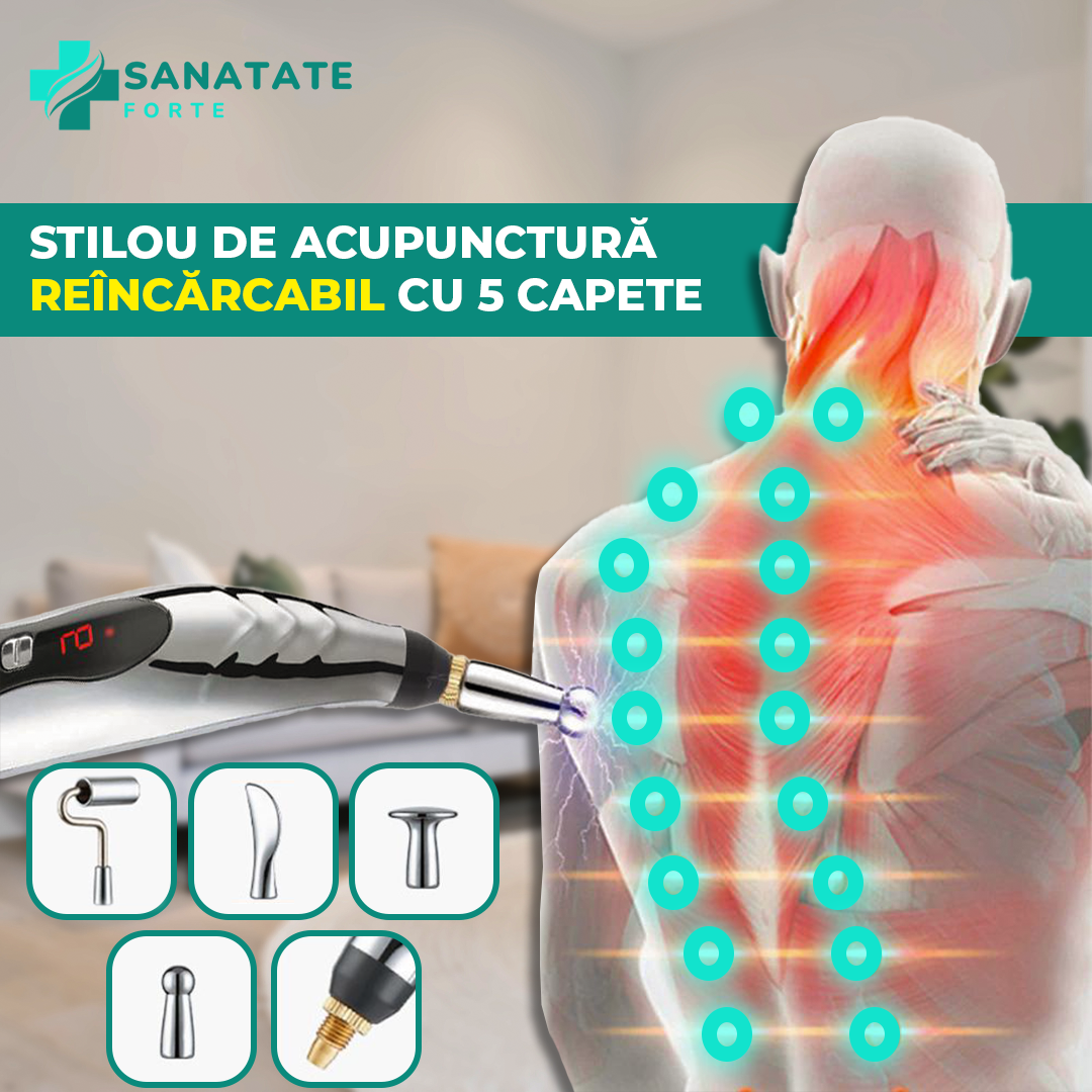 Stilou de acupunctură, reîncărcabil, cu 5 capete
